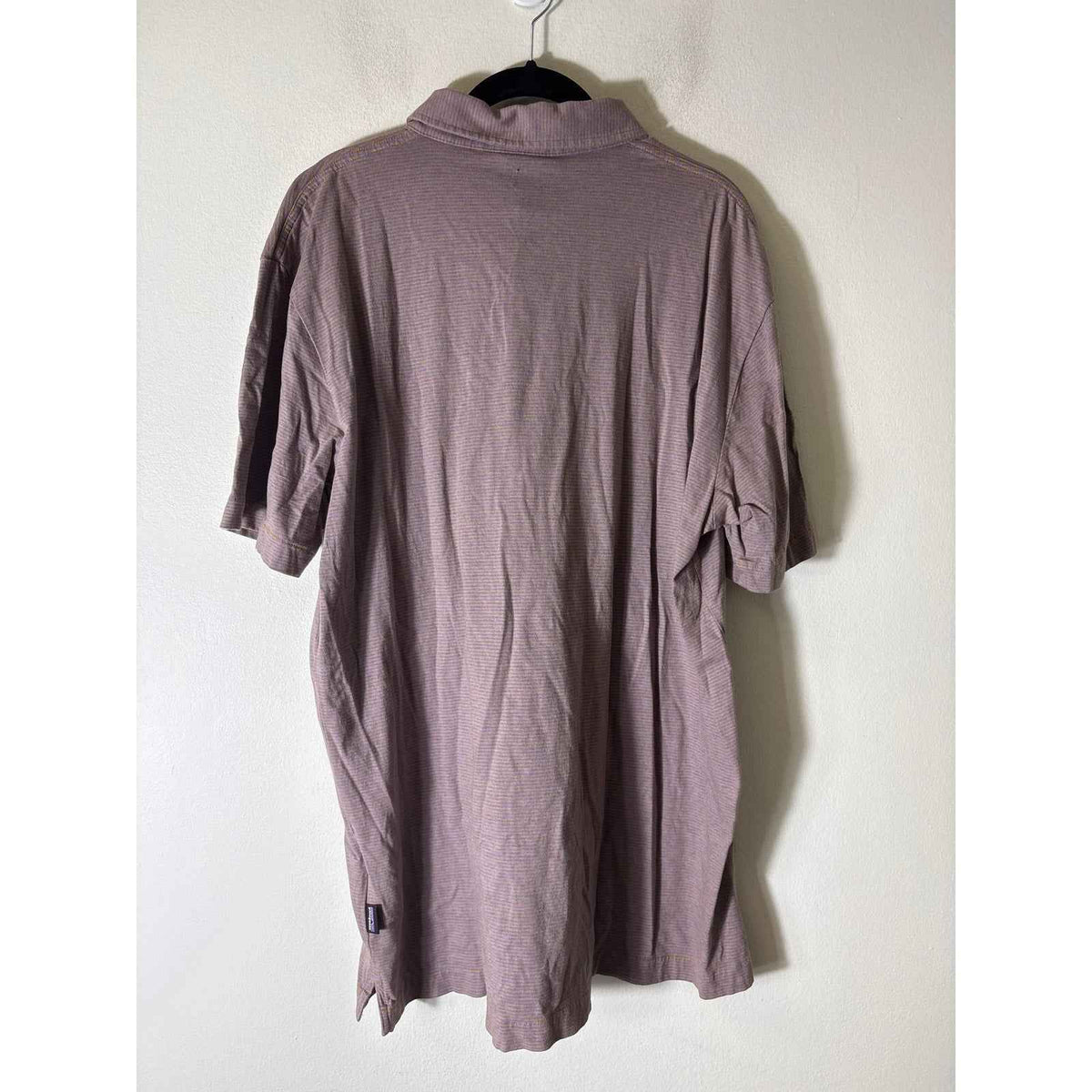 Men's Patagonia Muted Blue and Orange Stripe Polo Style Shirt Sz XL