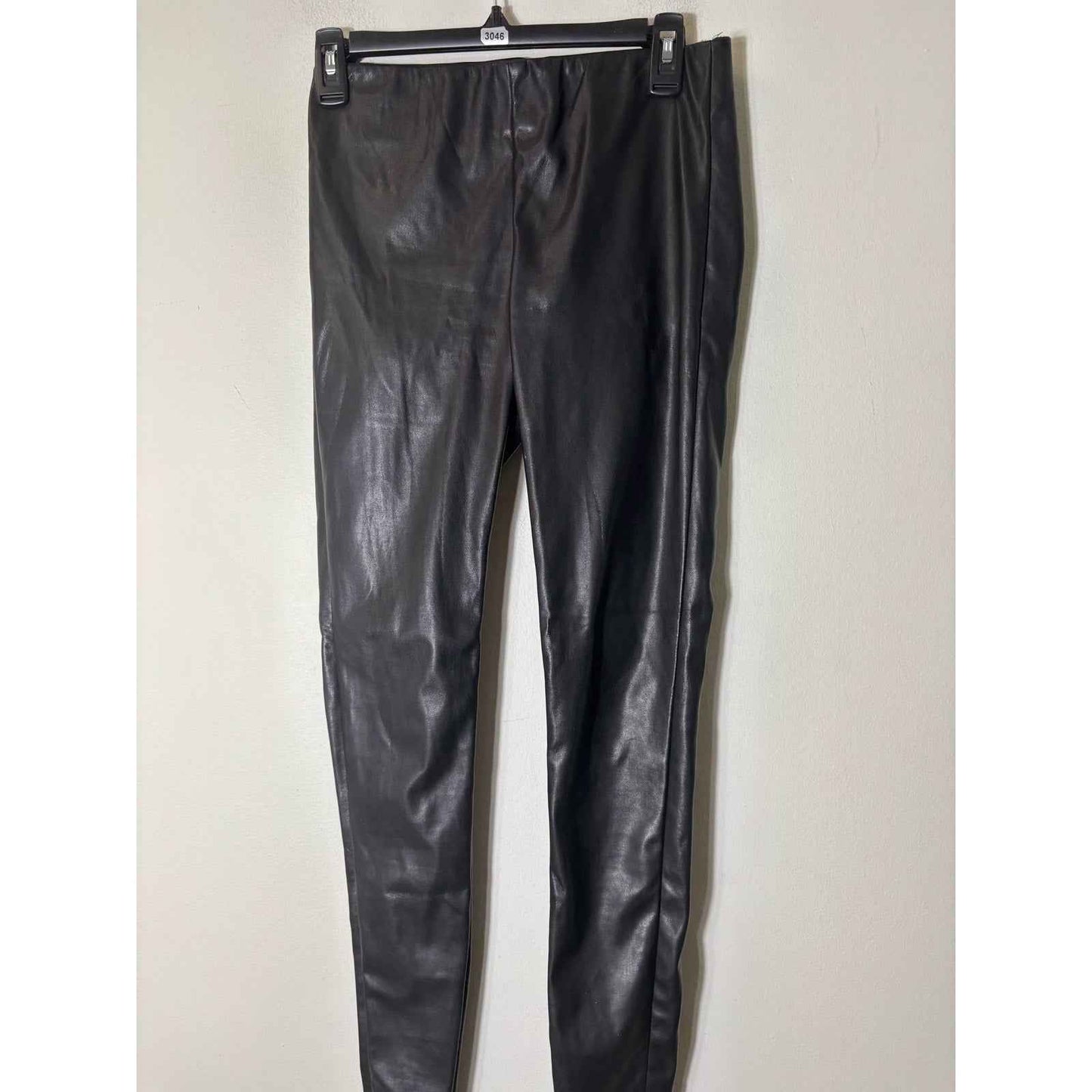 White House Black Market Black "Runway" Faux Leather Pull On Leggings Sz 0