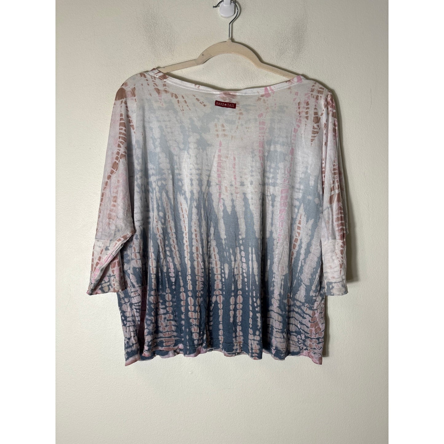 Hard tail Blue Pink Tie Dye Half Sleeve Oversized Athletic Top Sz L