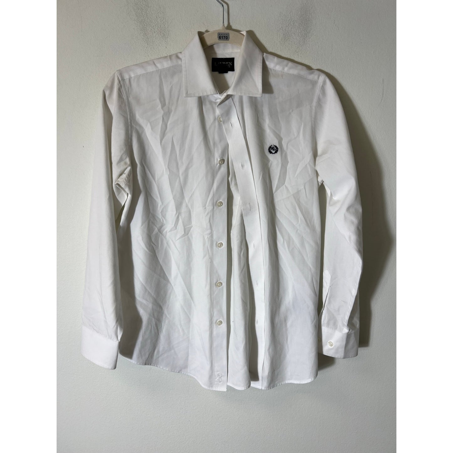 Ralph Lauren Boys White Long Sleeve Button Down Shirt Sz 16