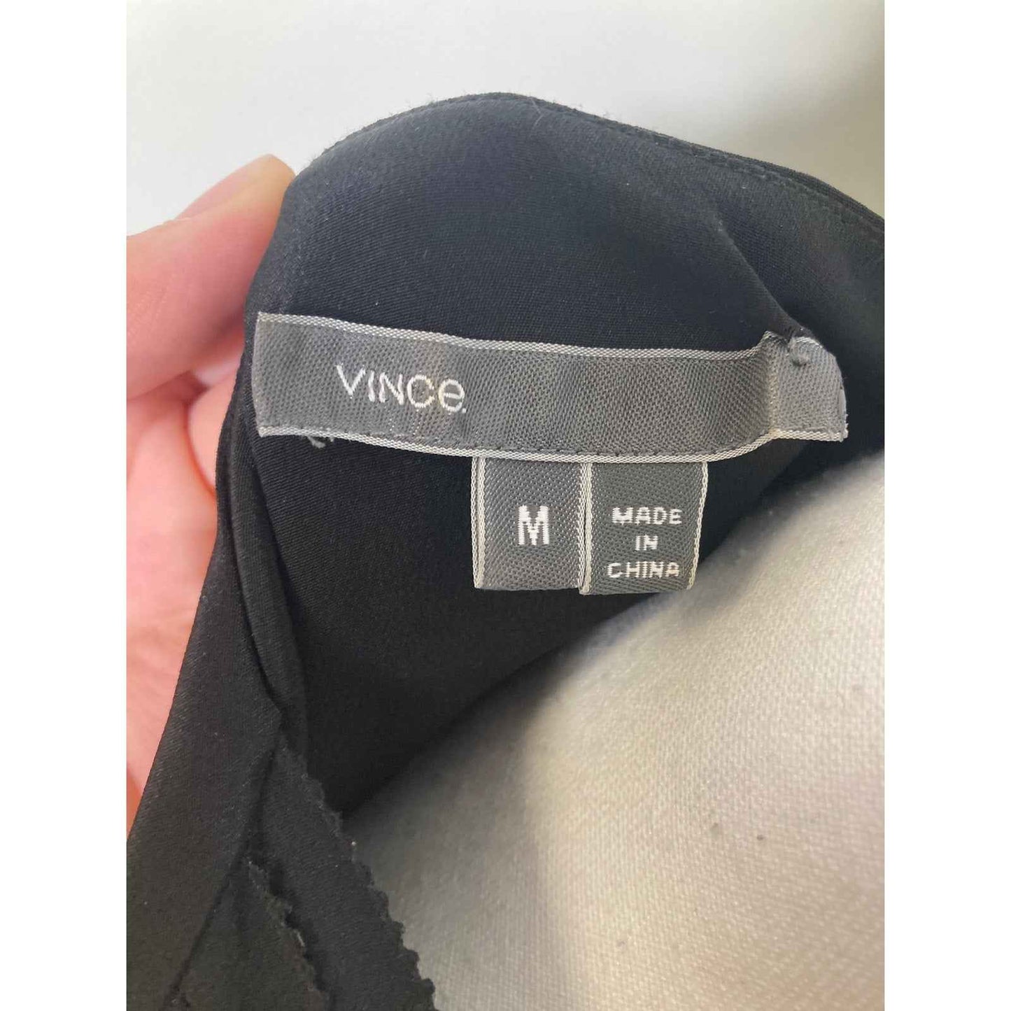 Vince Black Long Sleeve V-Neck Silk Tunic Sz M