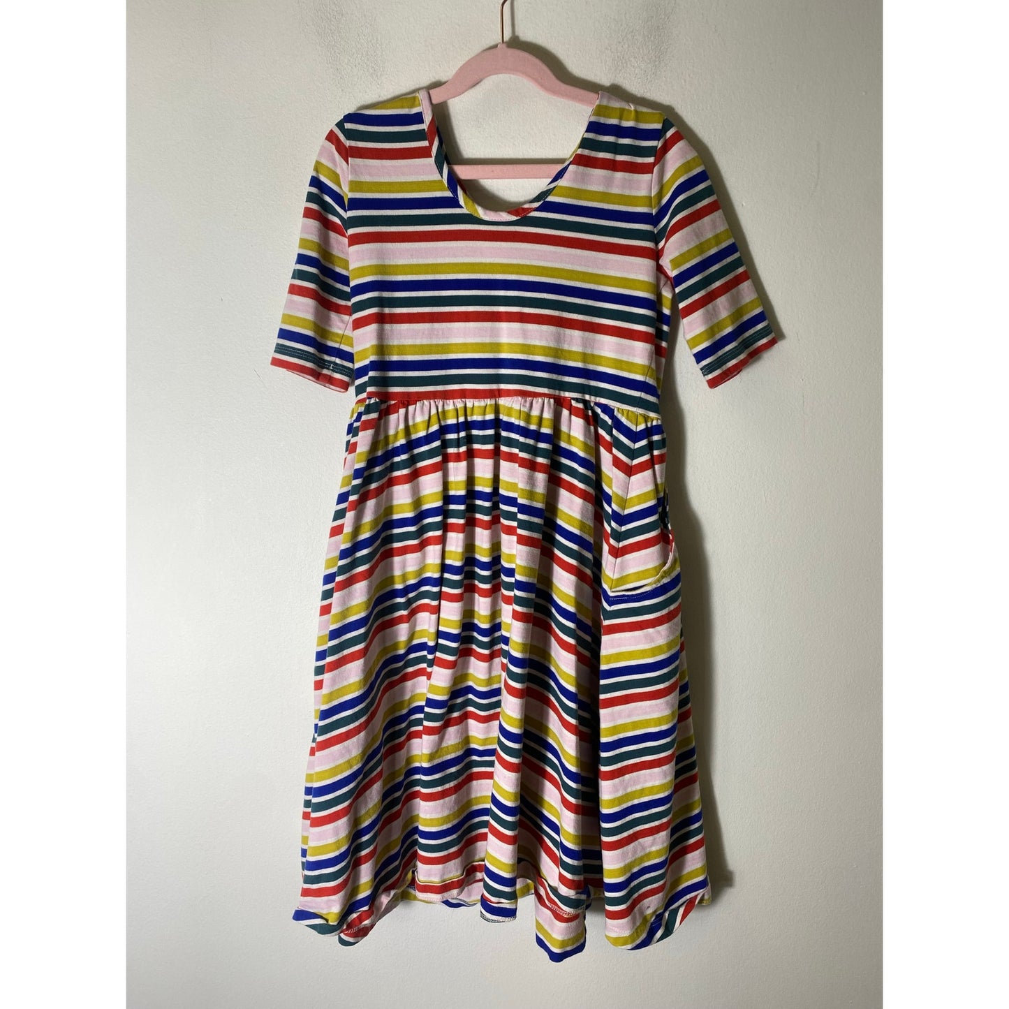 Hanna Anderson Multi Color Stripe Cotton Dress Sz 12