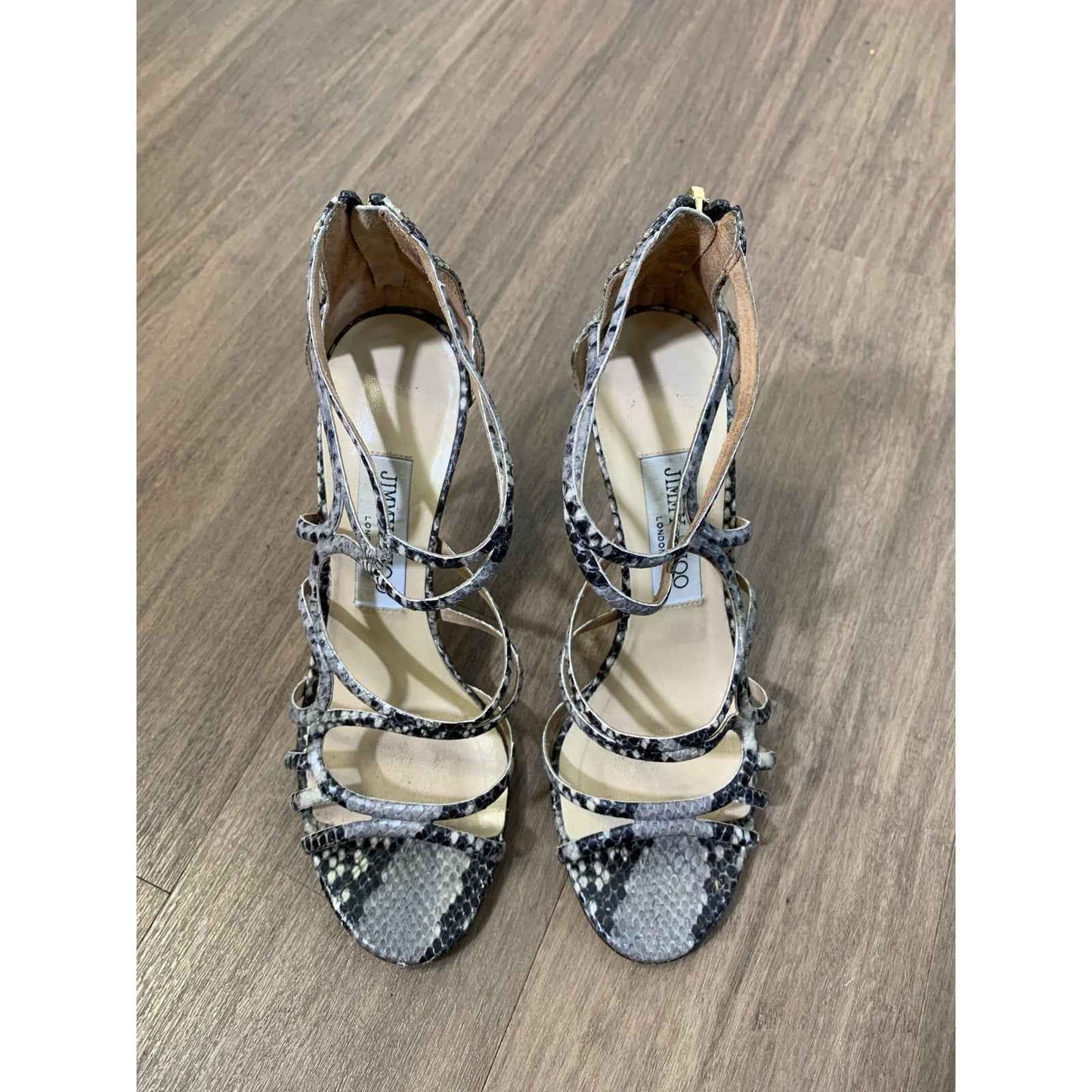 Jimmy Choo Snakeskin Strappy Stiletto Heels Sz 36.5