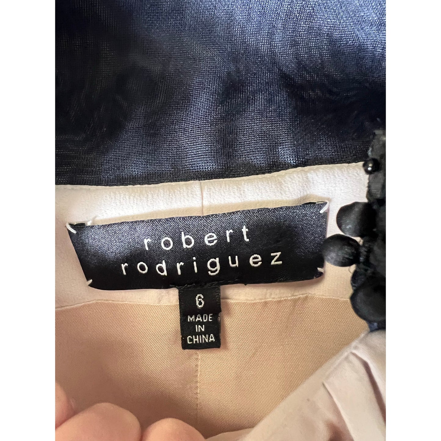 Robert Rodriguez Tan/Blush Pink Black Pleated Knee Length Silk Dress Sz 6