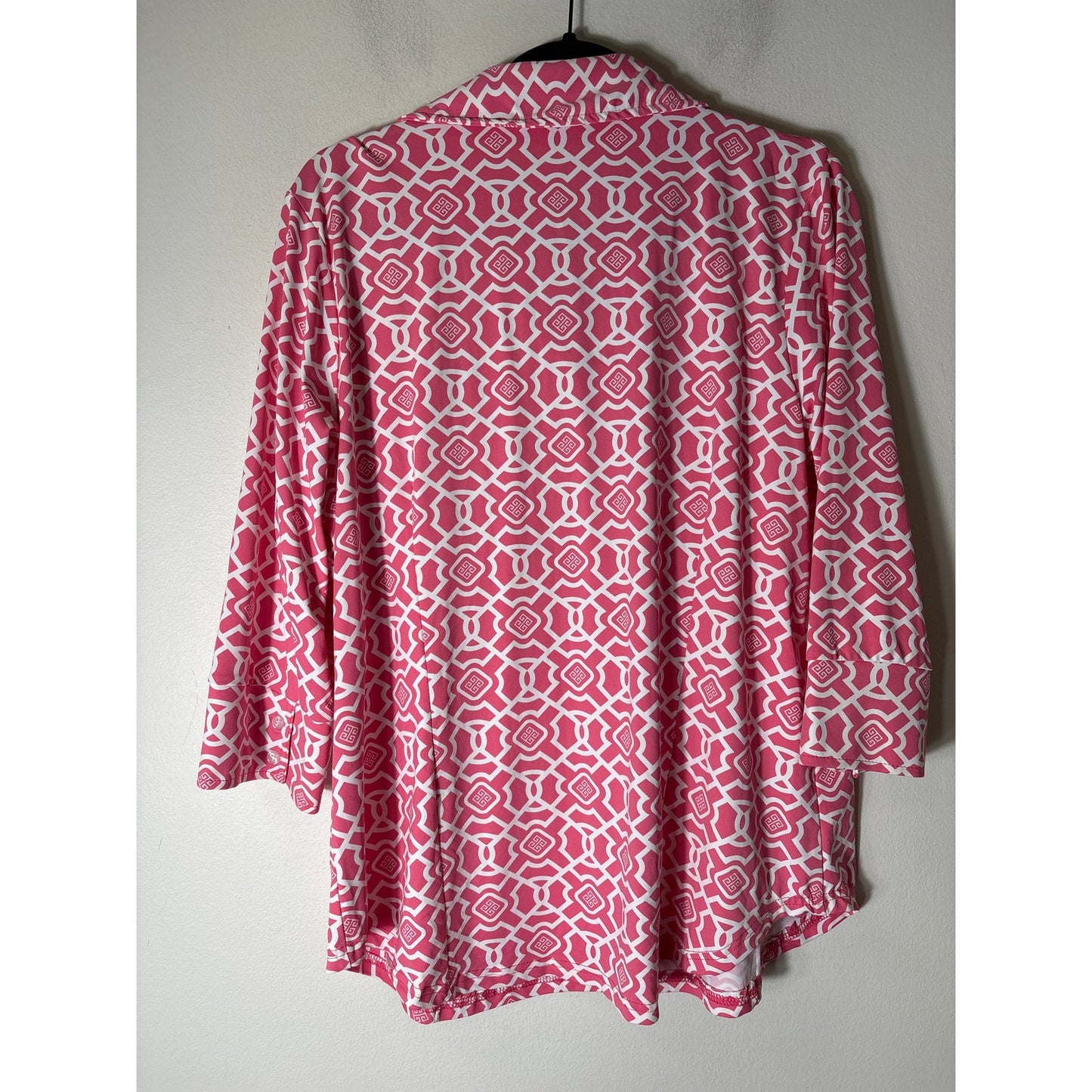 Lulu B Pink and White Button Up Shirt Sz XL