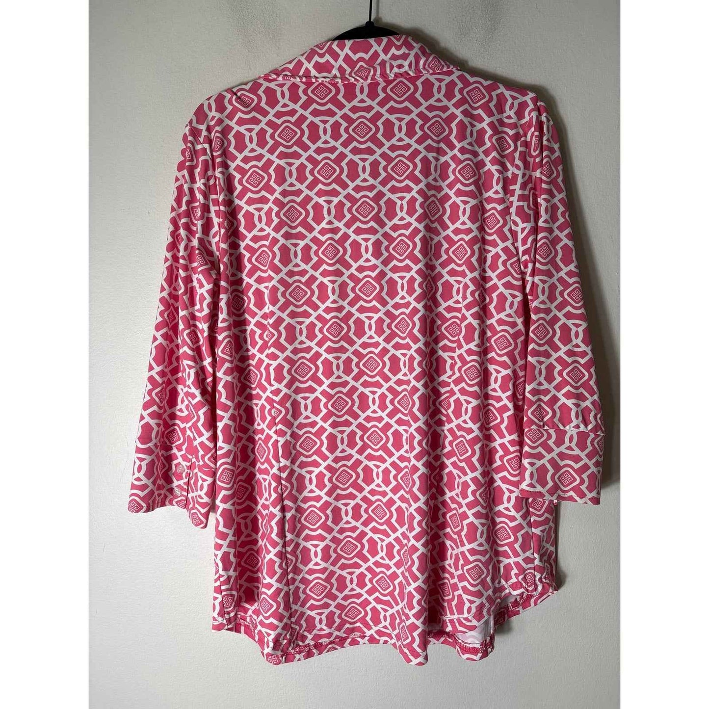 Lulu B Pink and White Button Up Shirt Sz XL