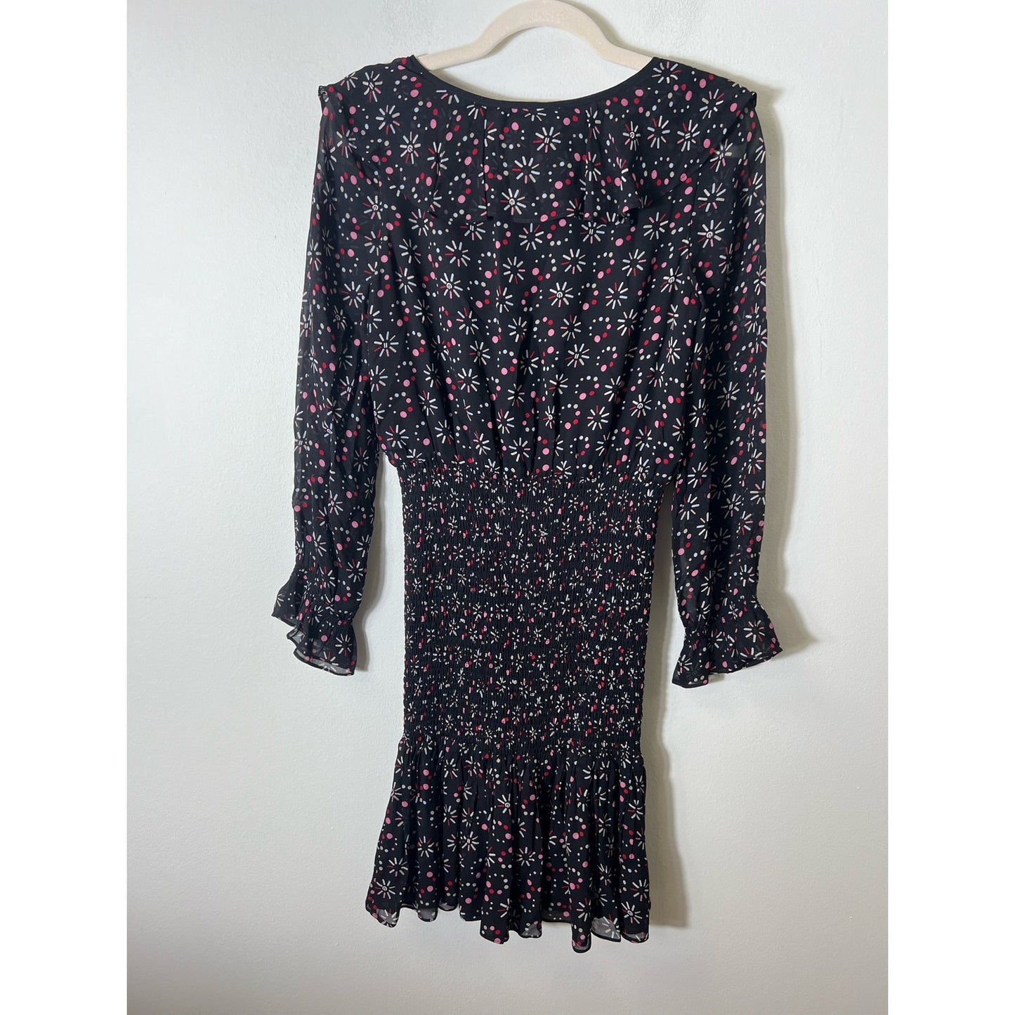 Emporio Armani Black Ruffled Neckline Midi Dress Sz 38