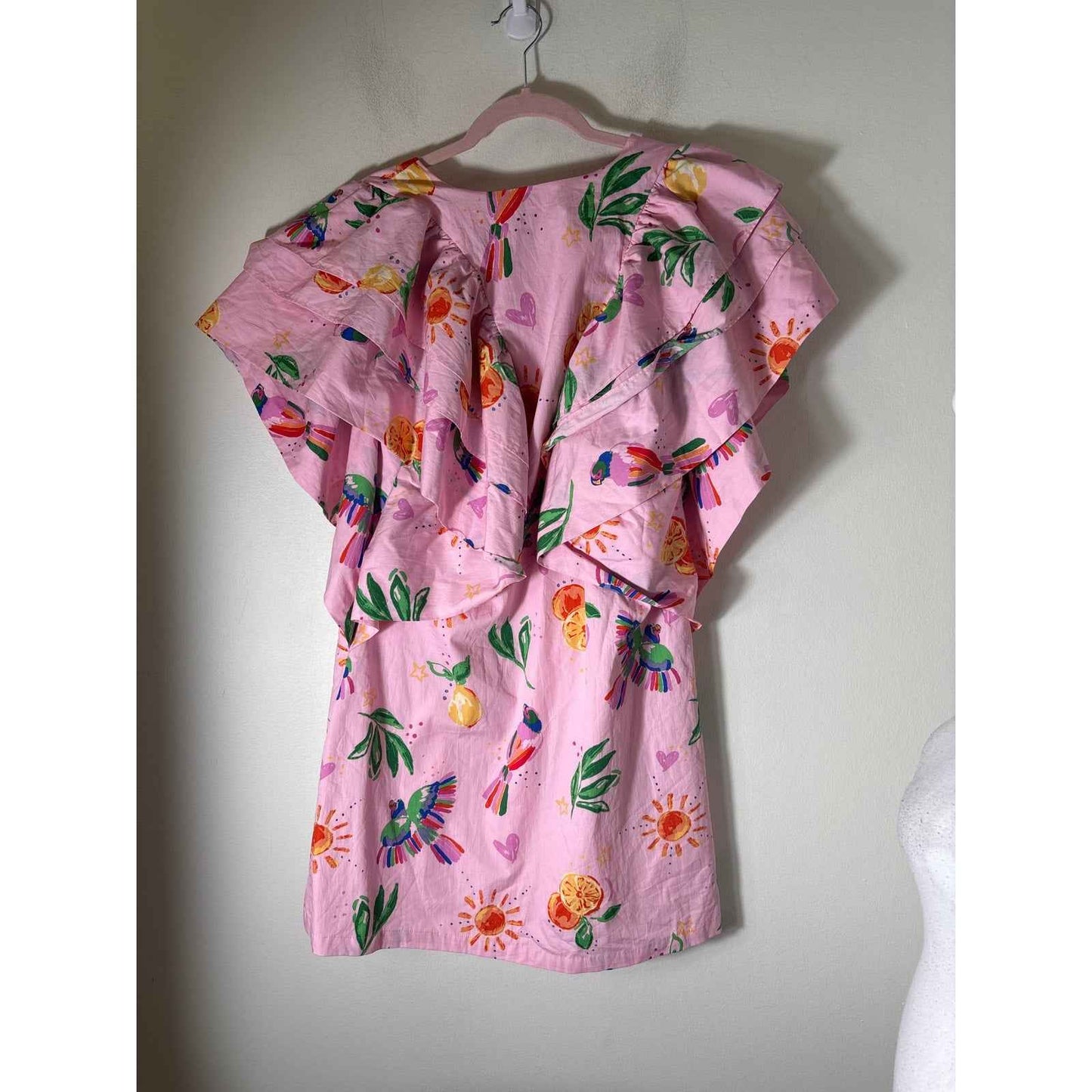 NWT Karlie Pink Tuscan Fruit Cotton Mini Dress Sz S