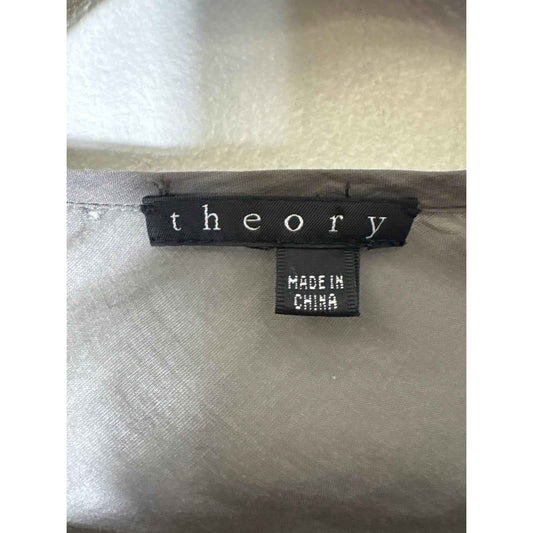 Theory Gray Long Sleeve Mixed Media Long Cardigan Sz S