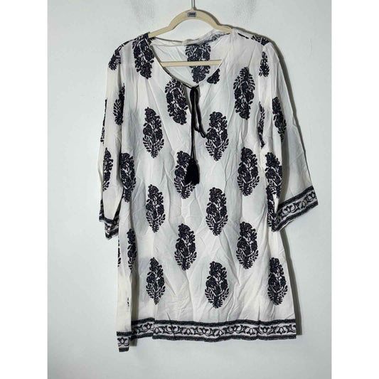 Entro Black and White 3/4 Sleeve Mini Shift Dress Sz L