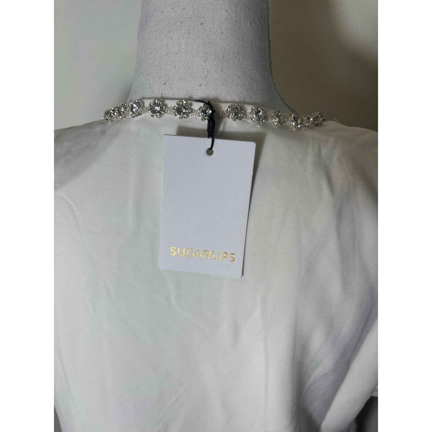 NWT Sugar Lips Off White Knee Length Short Sleeve Shift Dress Sz S