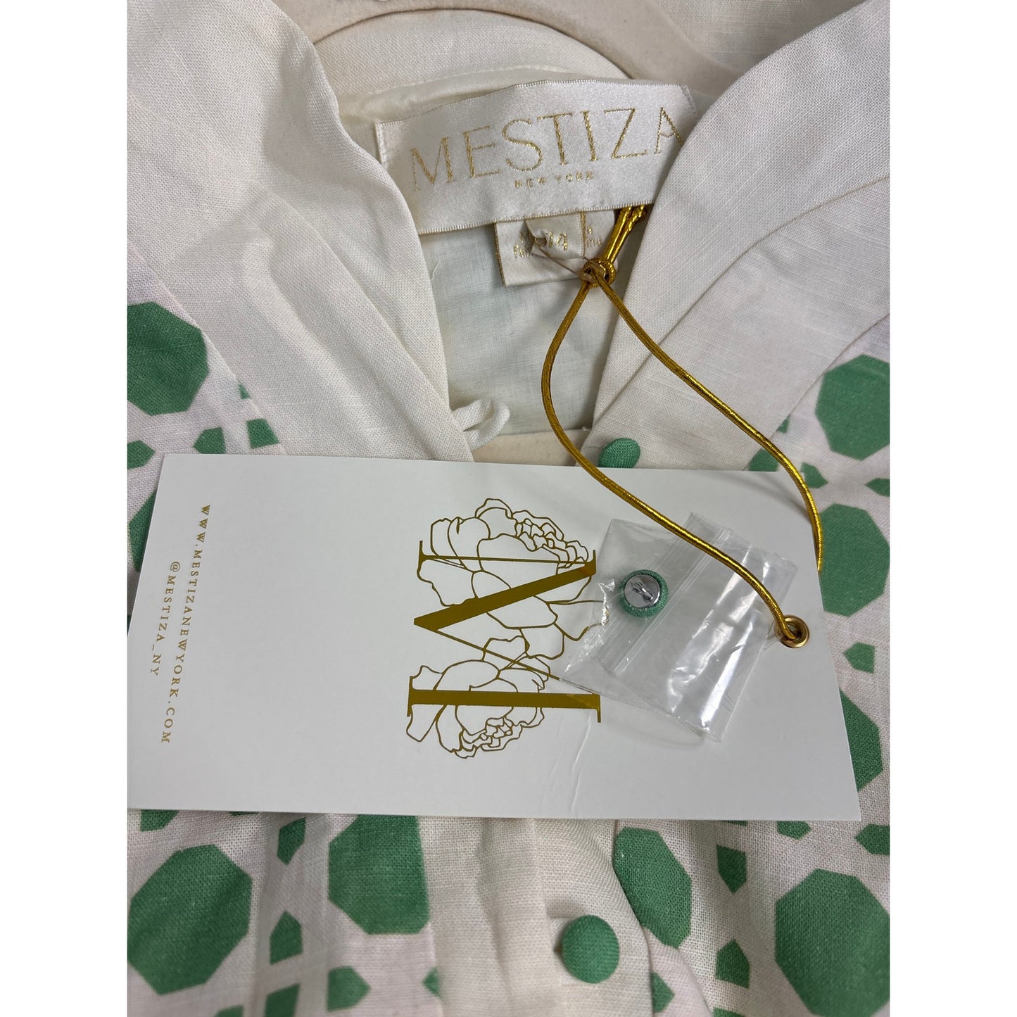 NWT Mestiza Solihya Green Bamboo Lattice Dress Sz 14