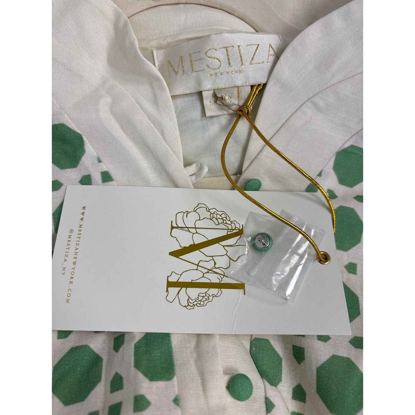 NWT Mestiza Solihya Green Bamboo Lattice Dress Sz 14