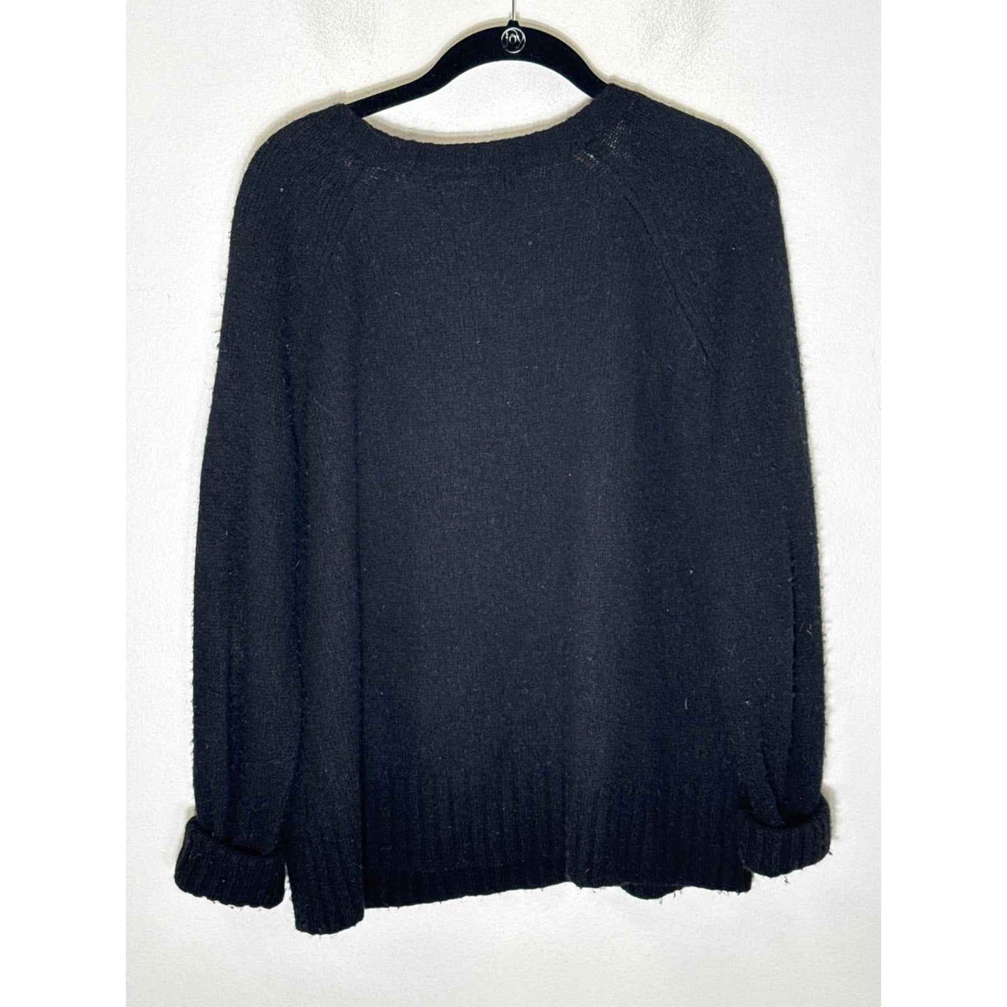 360 Cashmere Black V Neck Sweater Pullover Sz M