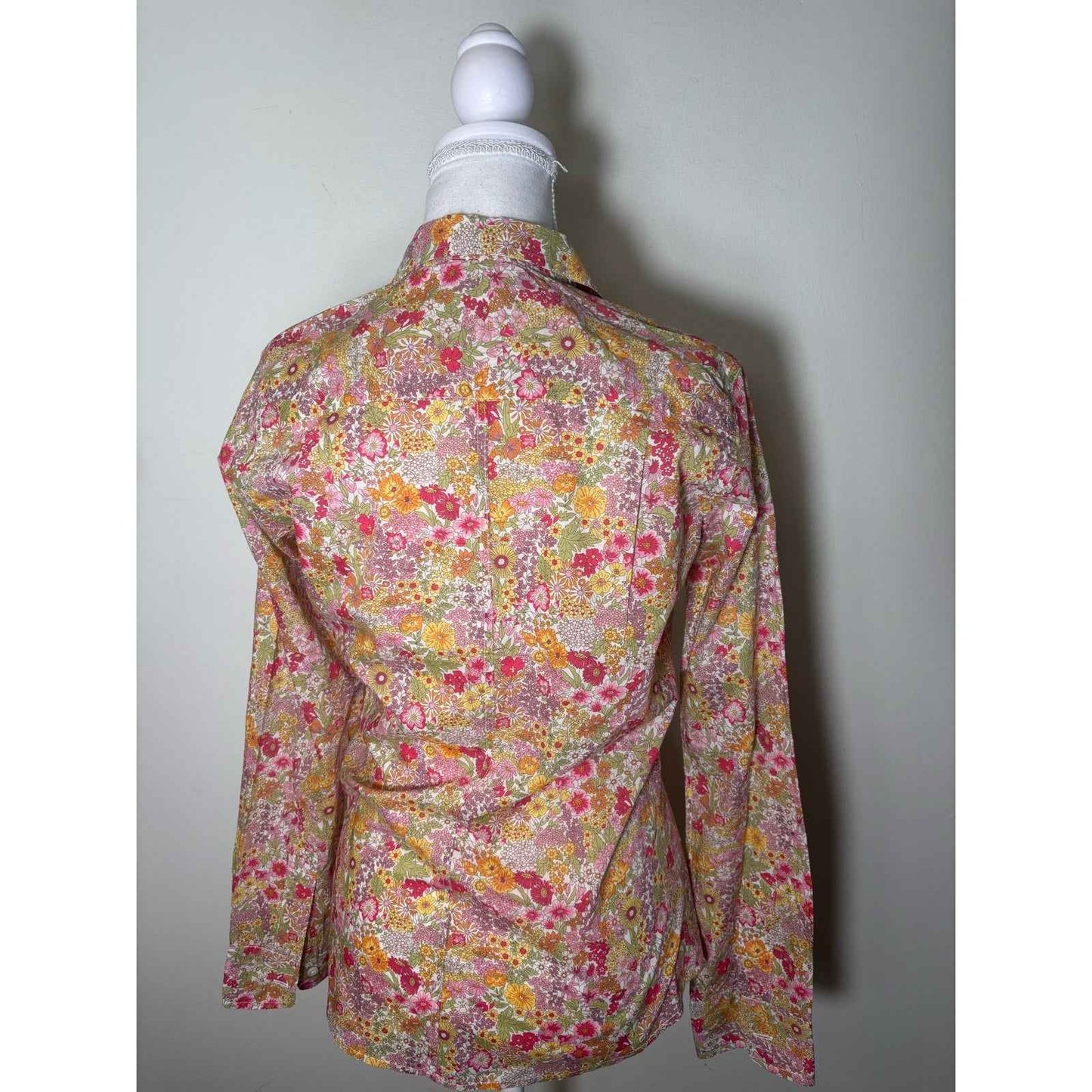 Frank & Eileen Pink Floral Long Sleeve Cotton Button Down Shirt Sz XS
