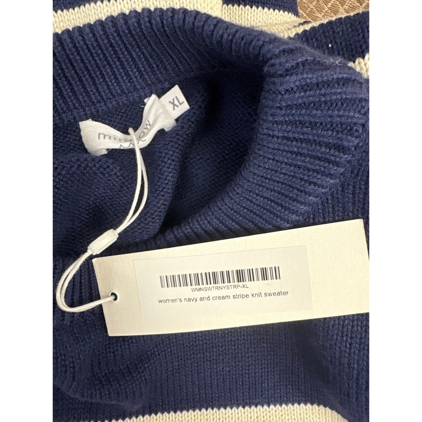 NWT Minnow Navy and Cream Stripe Knit Sweater Sz XL