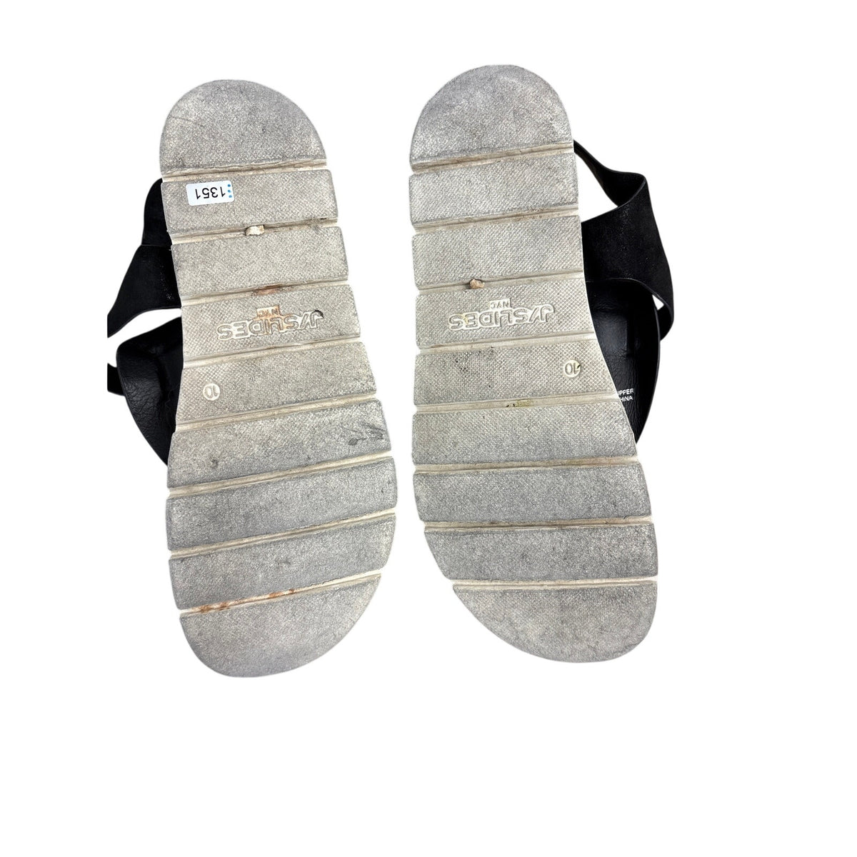 J/Slides Black Velcro Buckle Thong Slides Sz 10