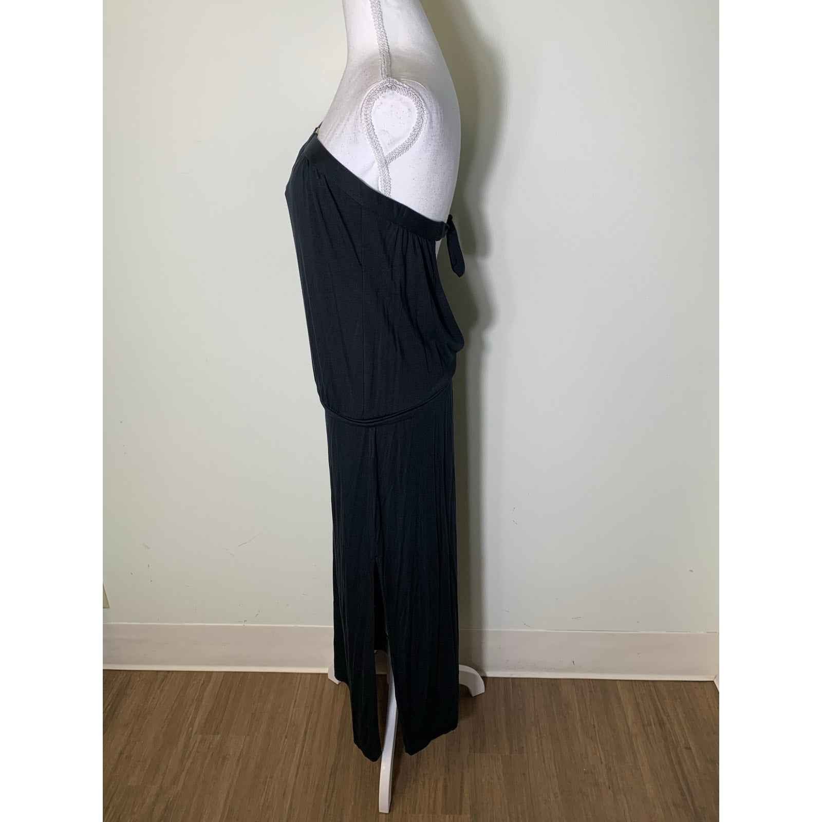 Trina Turk Black Knit Strapless Keyhole Back Blouson Maxi Dress Sz S