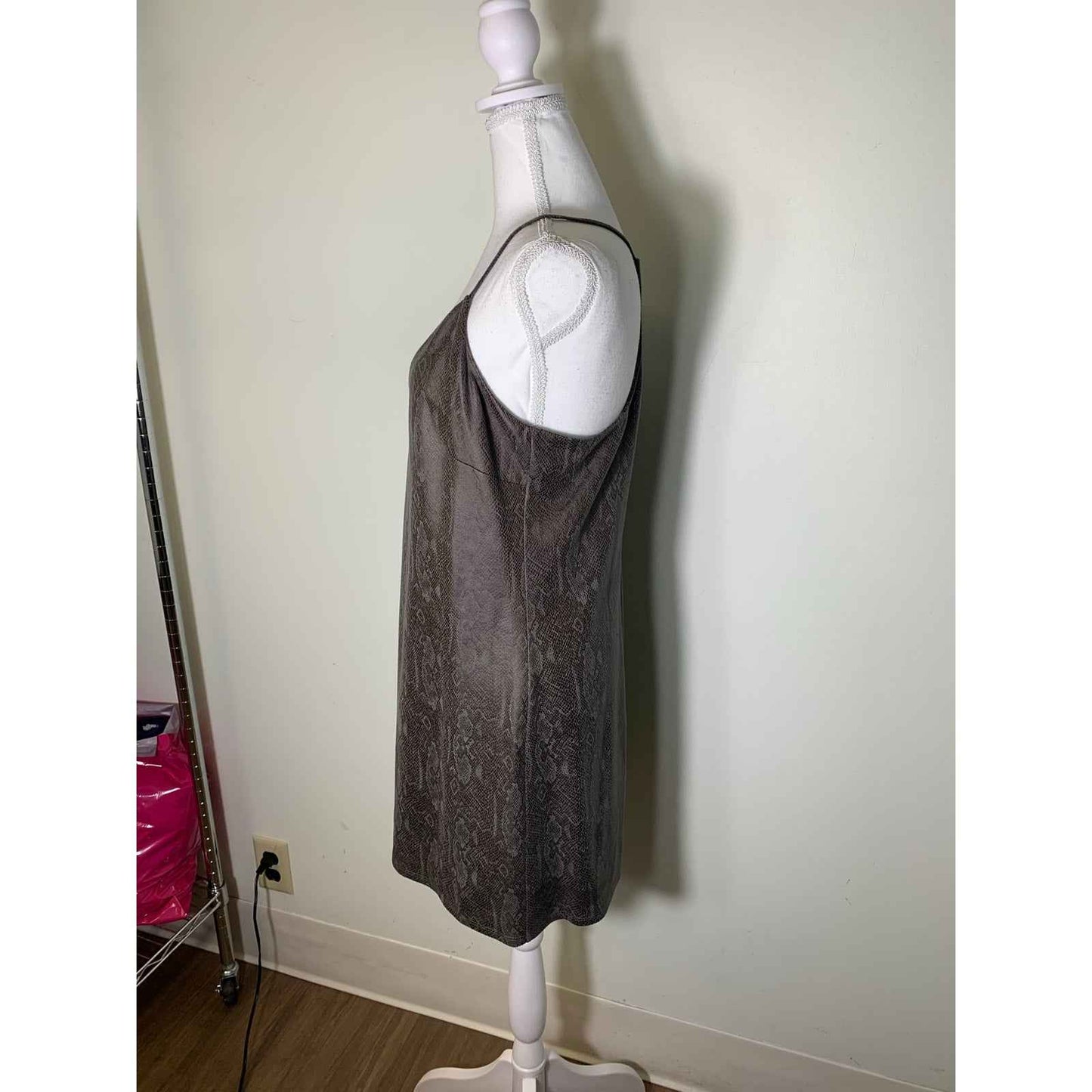 Lavendar Brown Dark Gray/ Brown Spaghetti Strap Snake Skin Mini Dress Sz S