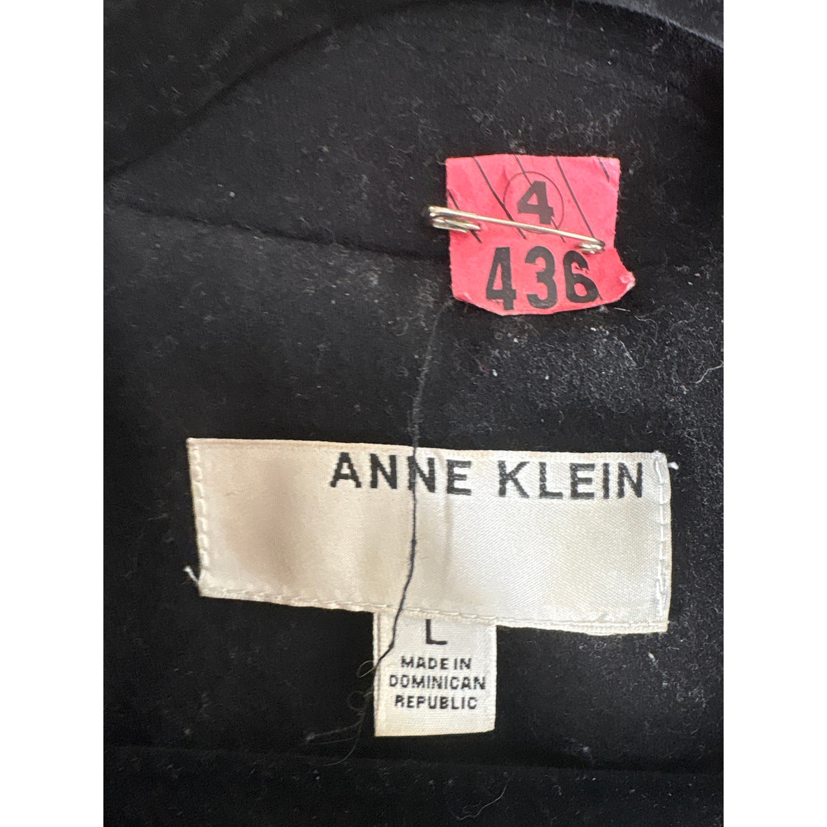 Anne Klein Black Double Breasted Long Wool Coat Sz L
