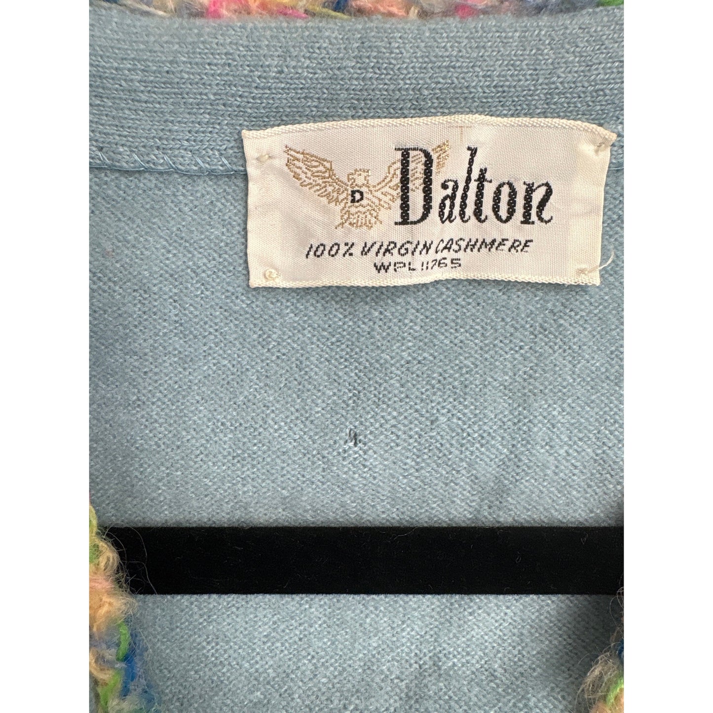 Vintage Dalton Cashmere Light Blue Cardigan with Knit Trim Sz XS