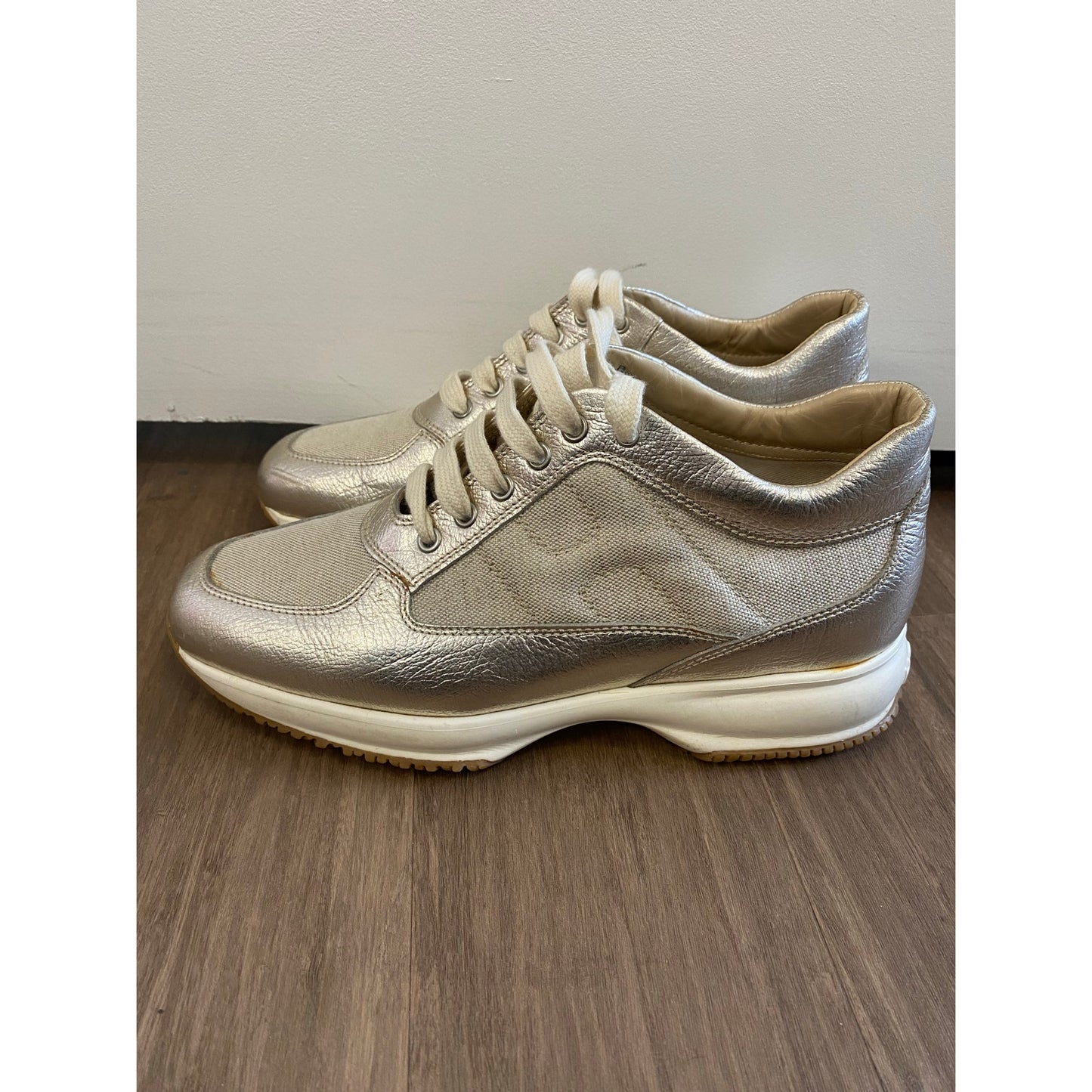 Hoonan Gold Italian Platform Sneakers Sz 10