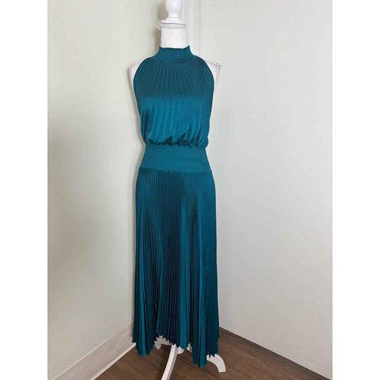 ALC Teal Jewel Tone Accordian Cocktail Dress Sz 6