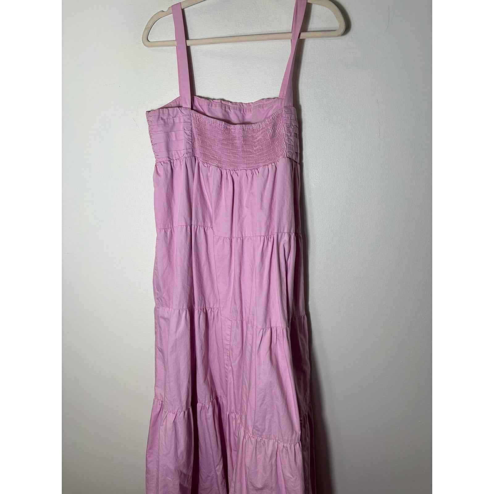 Zara Pink Cotton Tiered Summer Maxi Dress Sz XL