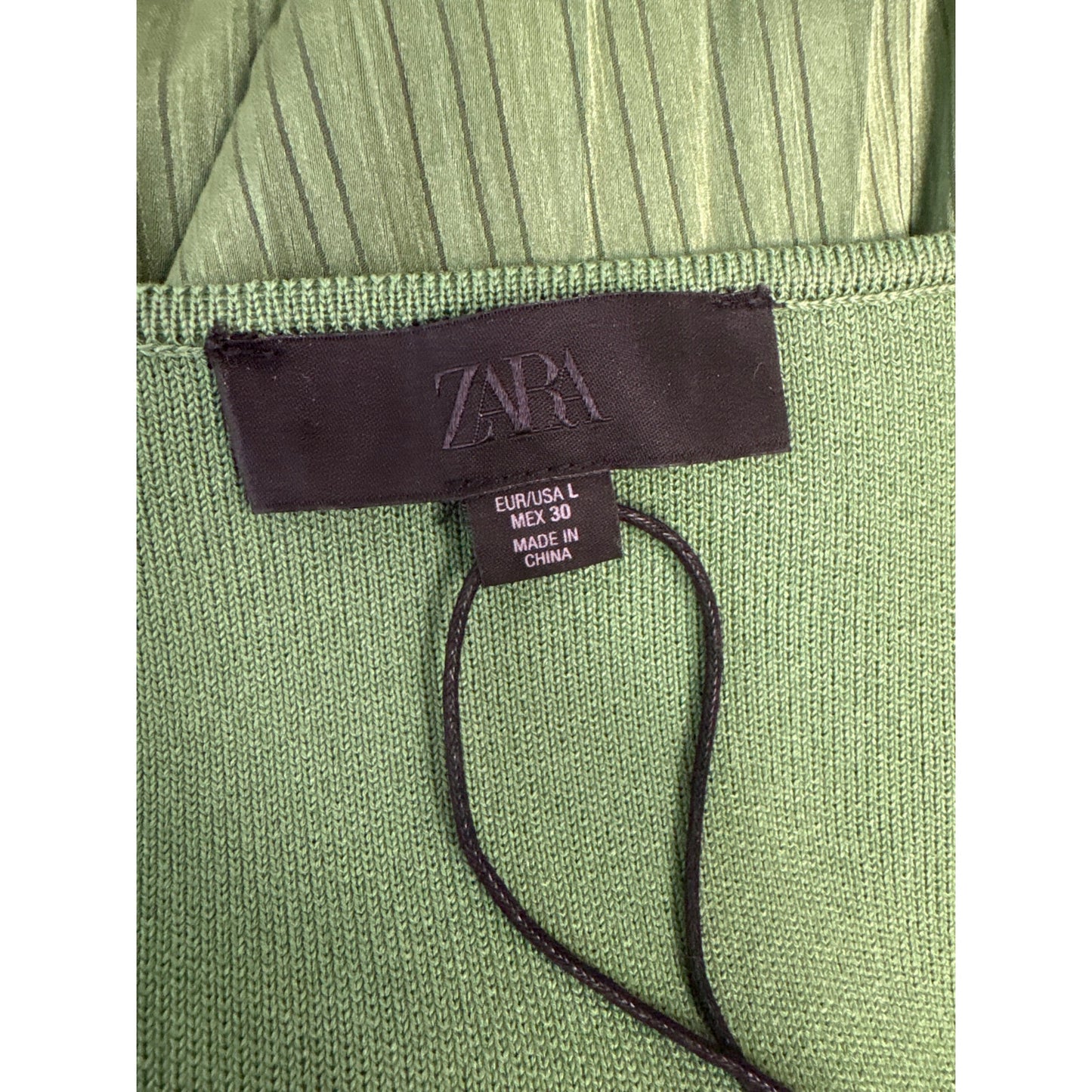 NWOT Zara Green Mixed Media Sleeveless Maxi Dress Sz L