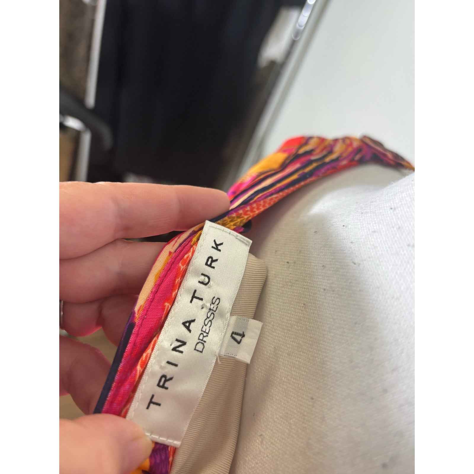 Trina Turk Multicolored Cold Shoulder Half Sleeve Knee Length Dress Sz 4