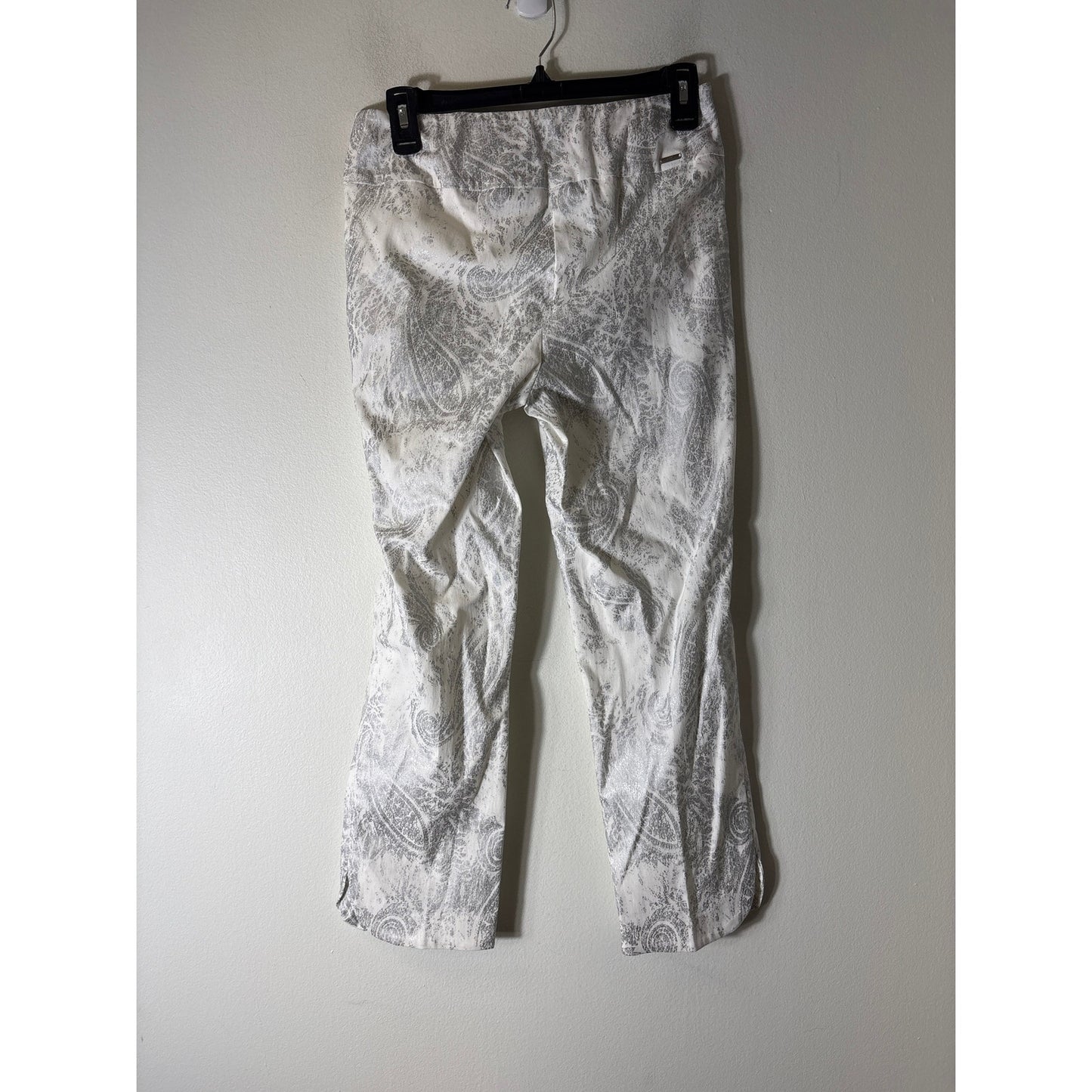 Up! Silver Paisley Pull On Straight Leg Ankle Pants Sz 8