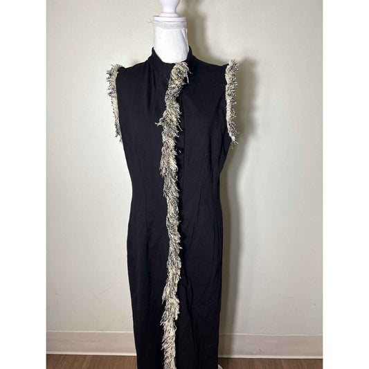 Pearl by Lela Rose Black Sleeveless Button Up Long Dress Sz 10