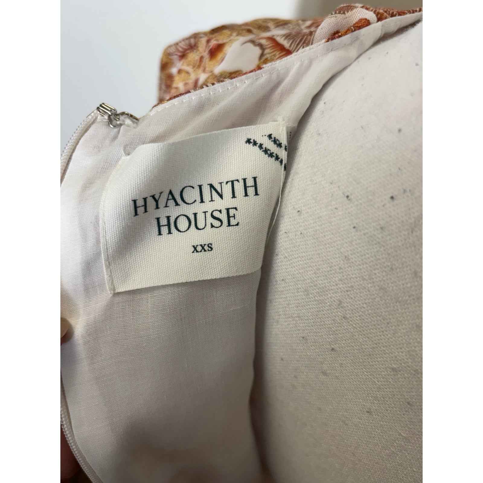 Hyacinth House Dark Orange White Floral Print Long Sleeve Maxi Dress Sz XXS