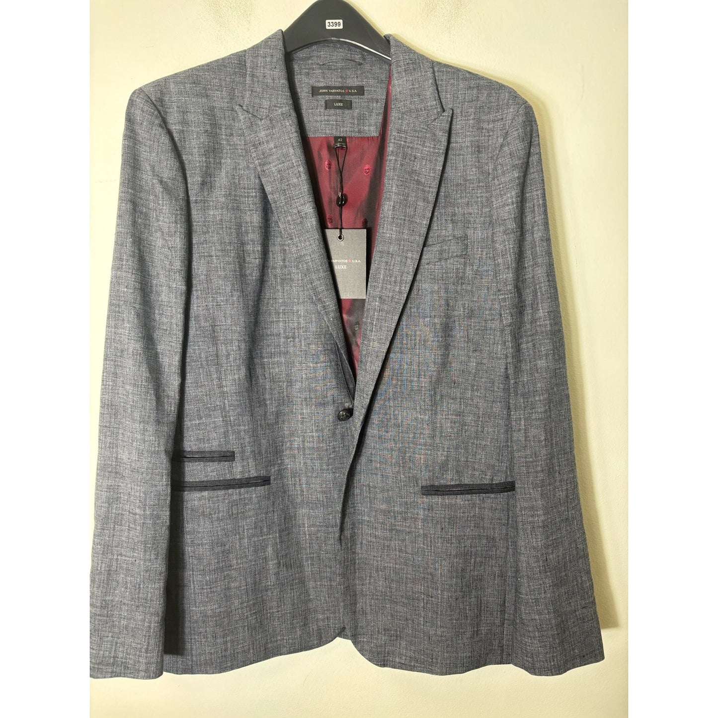 NWT Men's John Varvatos Luxe Gray Linen Blend Sz 42