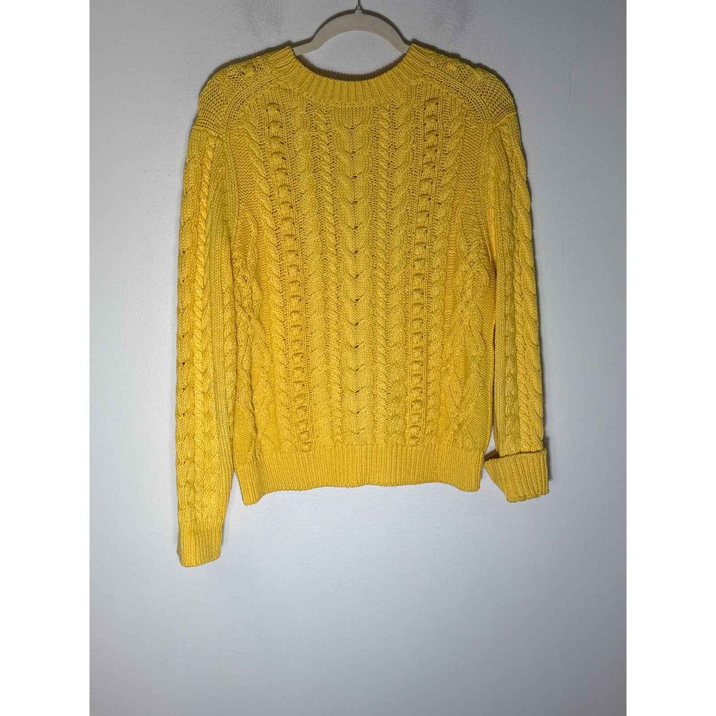 Pearl by Lela Rose Yellow Cable Pullover Sweater Sz S
