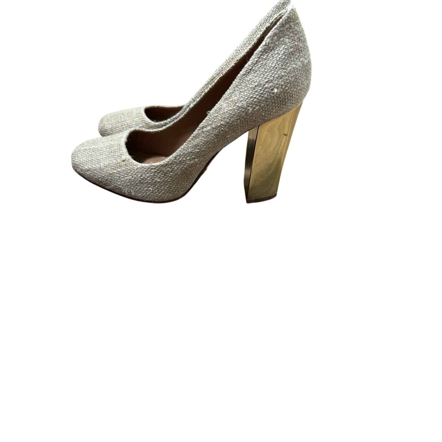 Tory Burch Potato Sack High Heel Pump with Metallic Gold Heel Sz 7