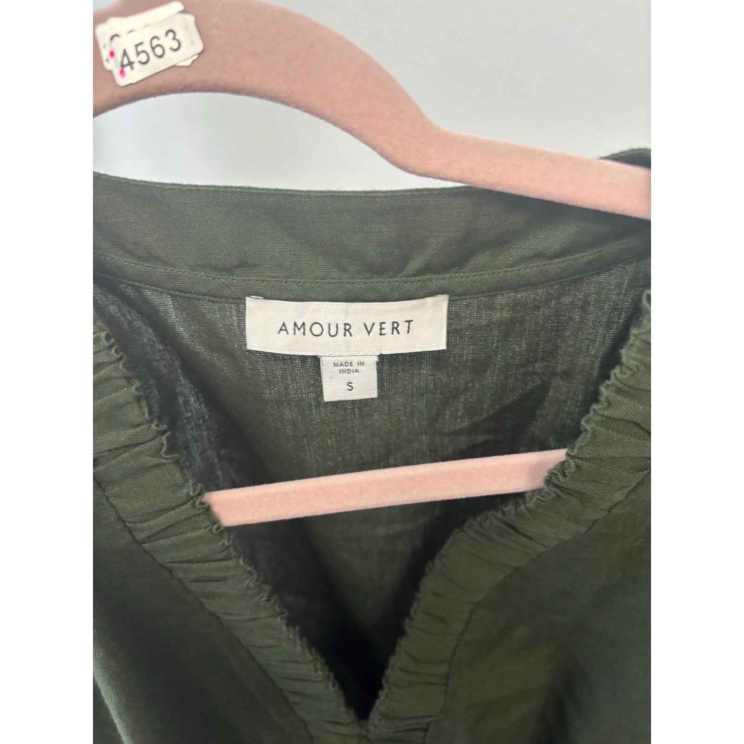 Amour Vert Olive Green V Neck Maxi Dress Sz S