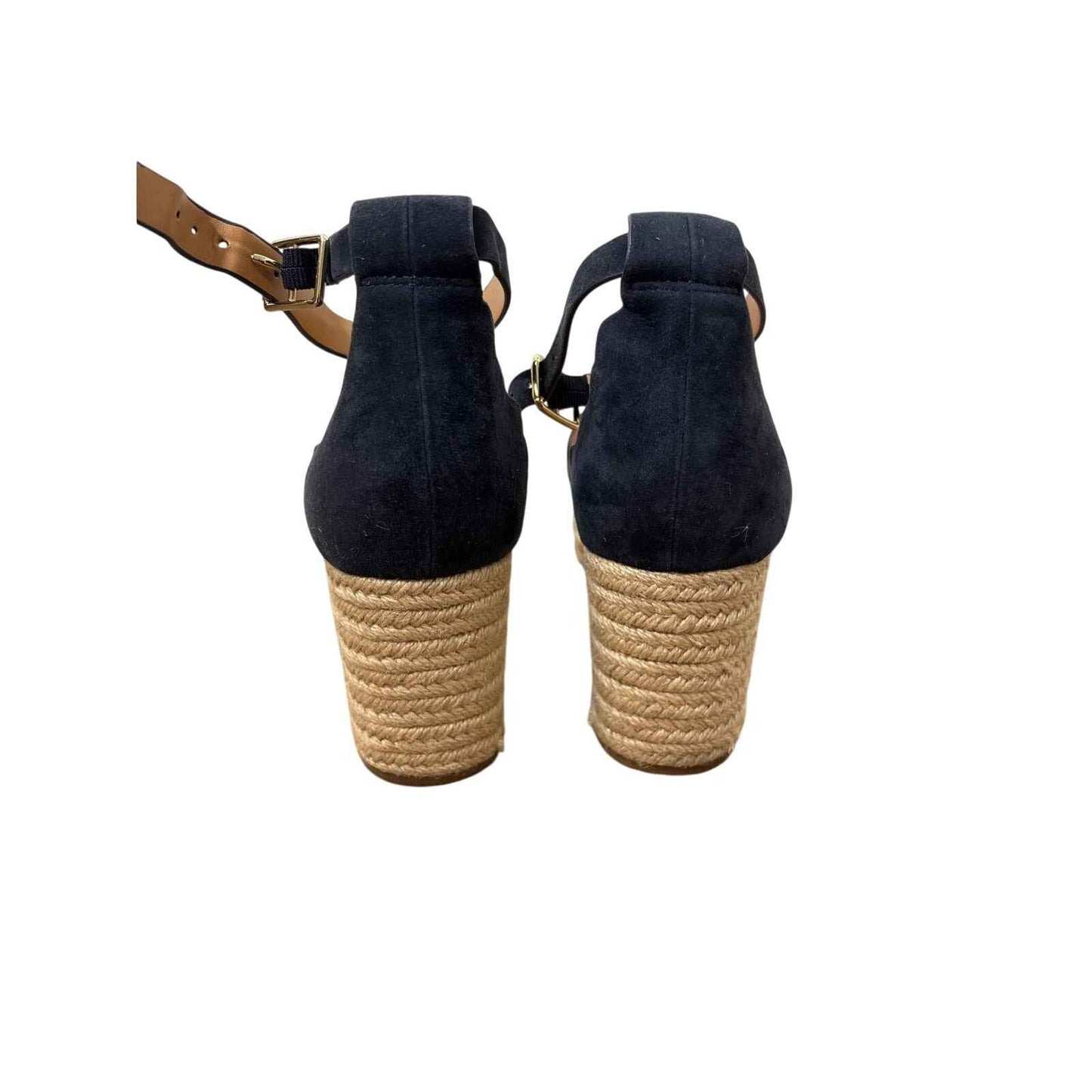 J.Crew Navy Suede Ric Rac Suede Wedge Sz 8.5