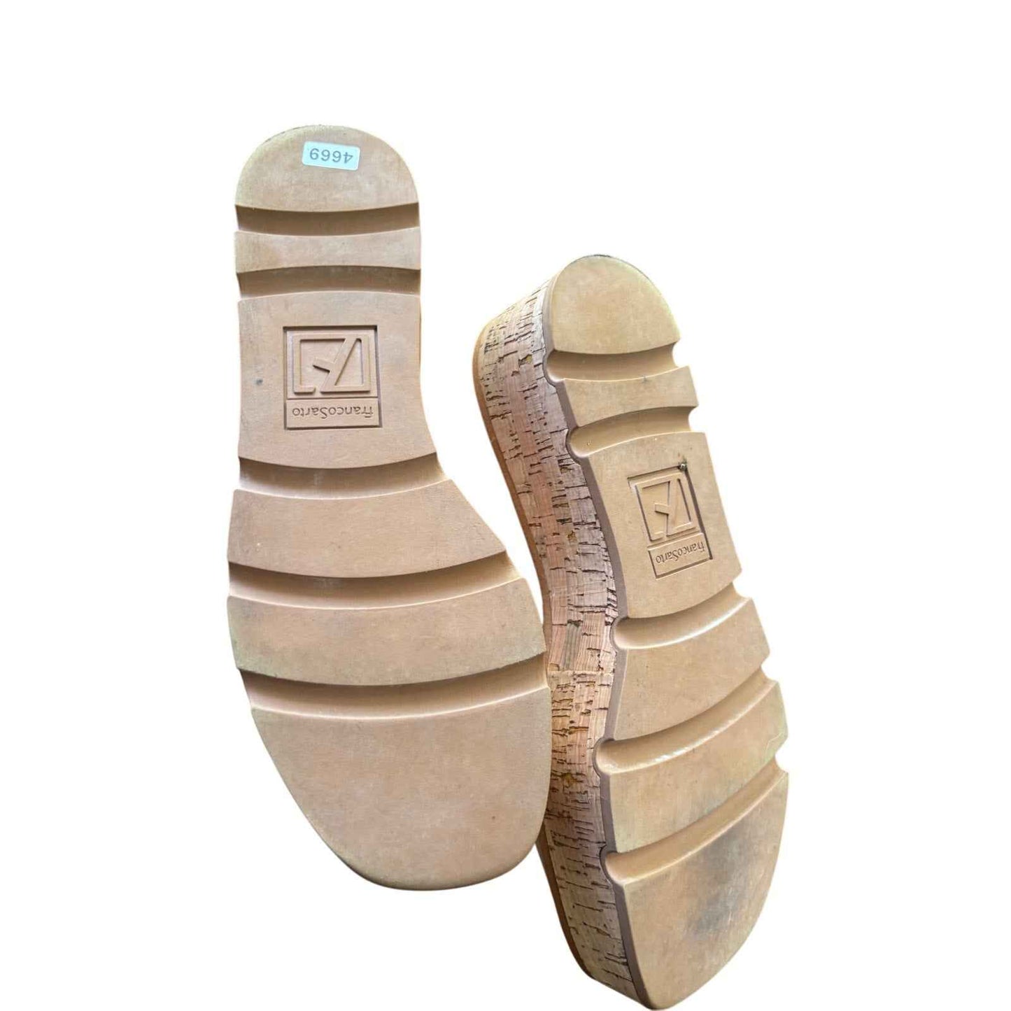 Franco Sarto Tan Leather Cork Hoda Platform Slide Sz 39