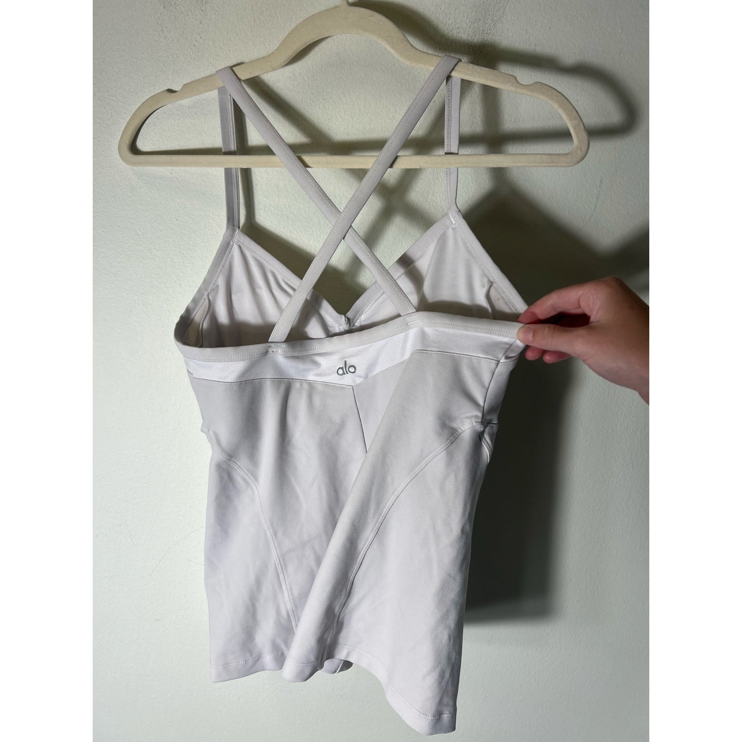 Alo White V-Neck Fitted Tank Top Sz M