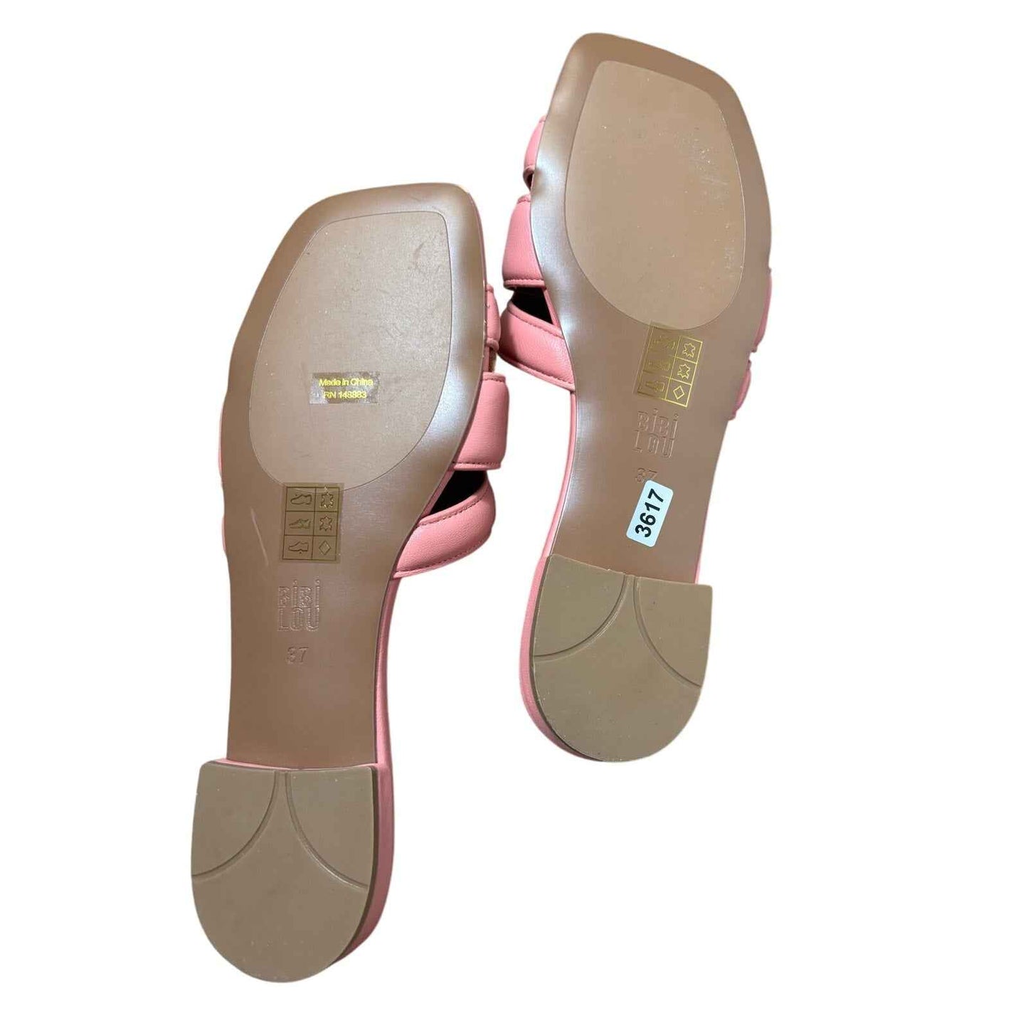 NWOB Bibi Lou Pink Leather Woven Slide Sandal Sz 37