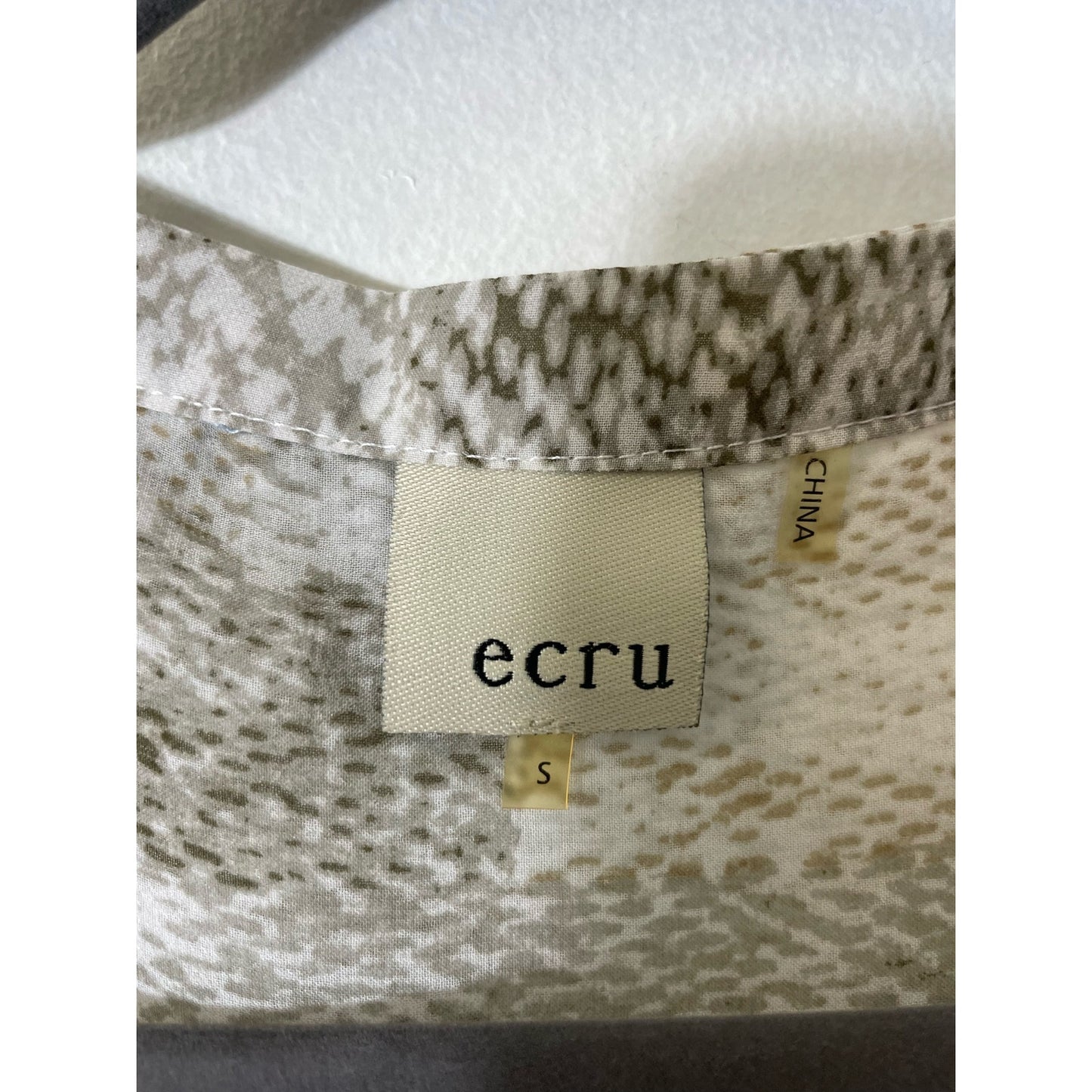 Ecru Sheer White Snakeskin Print Shirt Sz S