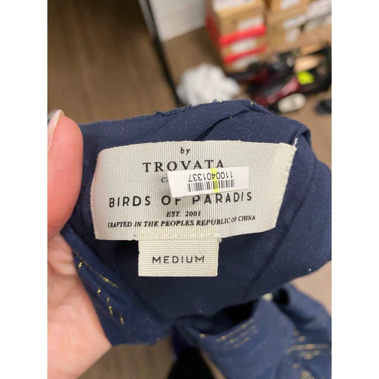 Trovata Birds of Paradis Blue Knee Length A-Line Dress Sz M