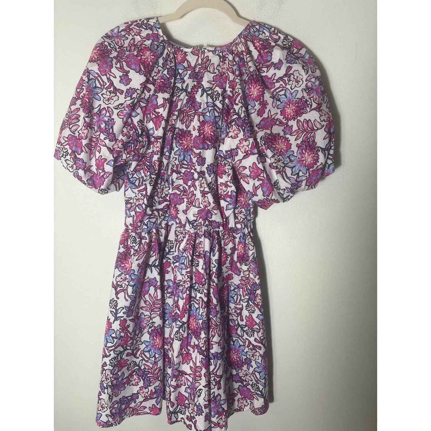 French Connection Purple Floral Puff Sleeve Knee Length Dress Sz XS