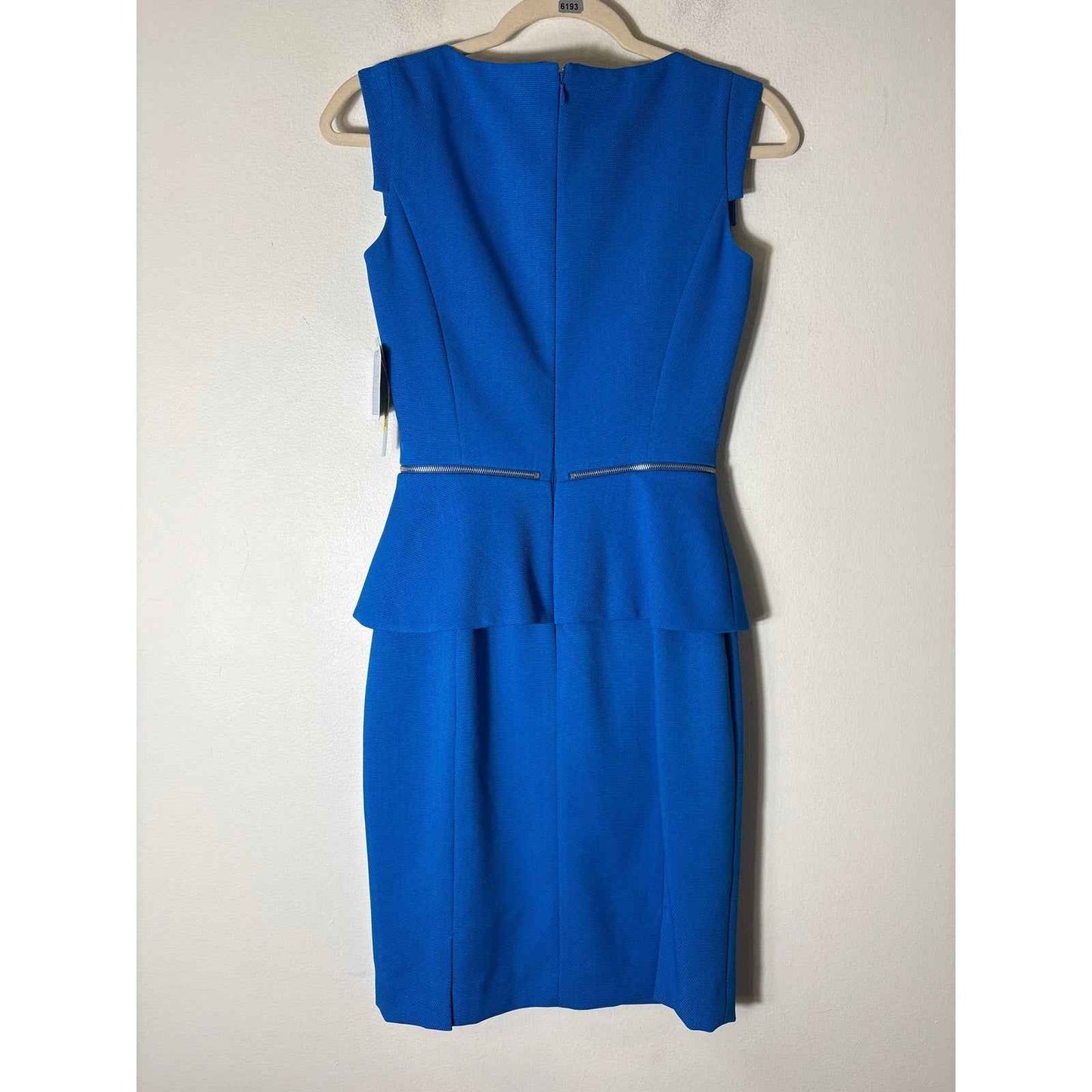 NWT Antonio Melani Bright Blue Sleeveless Peplum Midi Dress Sz 0