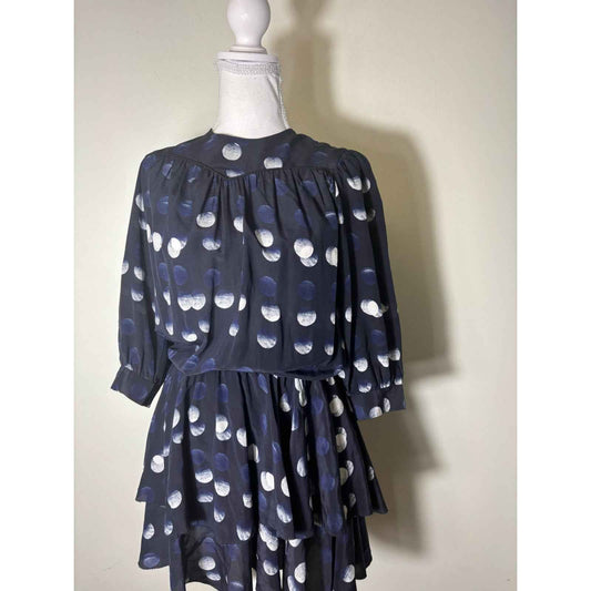 Zadig & Voltaire Black and Navy Long Sleeve Layered Skirt Mini Dress Sz S