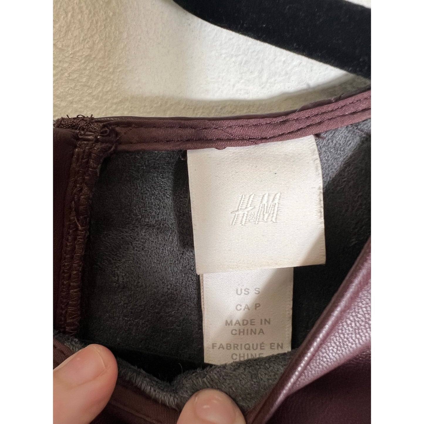 H& M Ox Blood Faux Leather Mini Dress Sz s