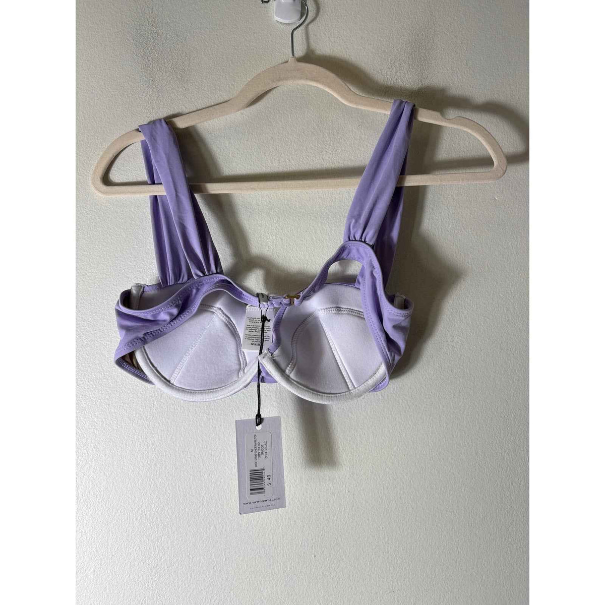 NWT We Wore What Lilac Wide Strap Underwire Swim Top Sz M