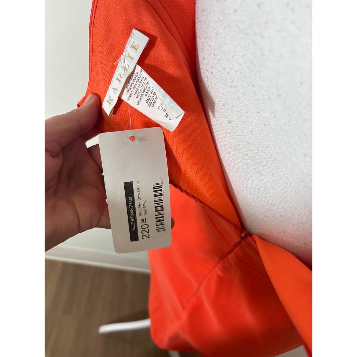 NWT Karlie Orange Shoulder Bow Mini Dress Sz M