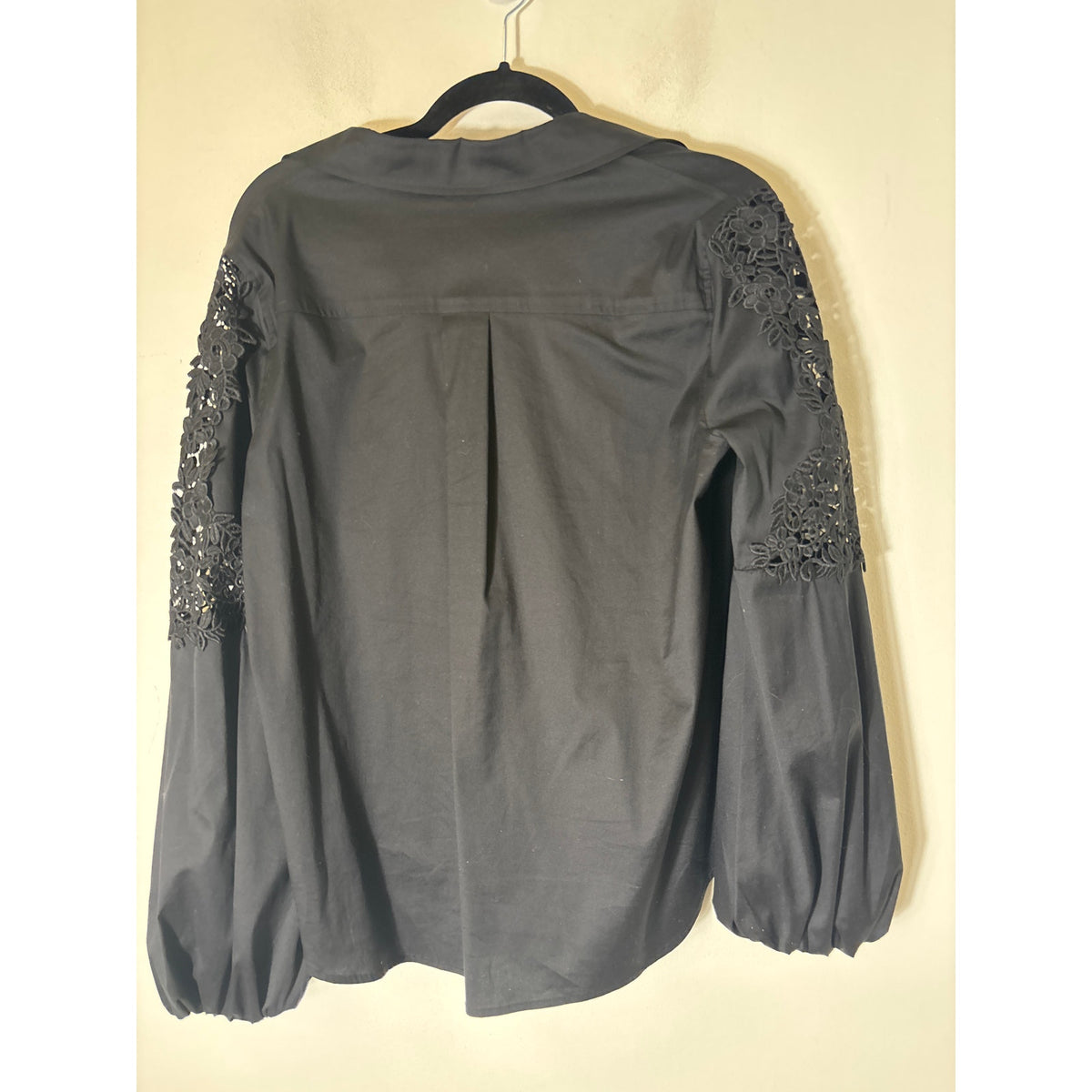White House Black Market Black Long Sleeve Button Up Shirt Sz 10